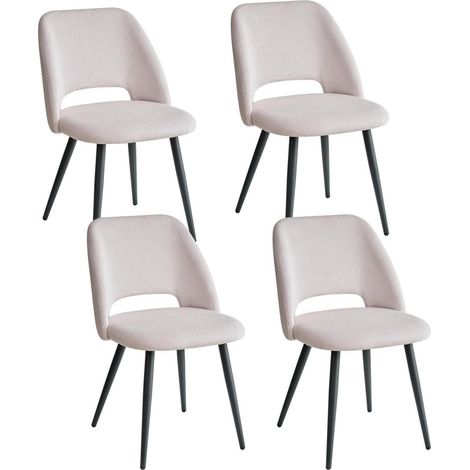 4er-Set Esszimmerstühle mit Cordbezug und Hohlrücken, Beige (1/5)