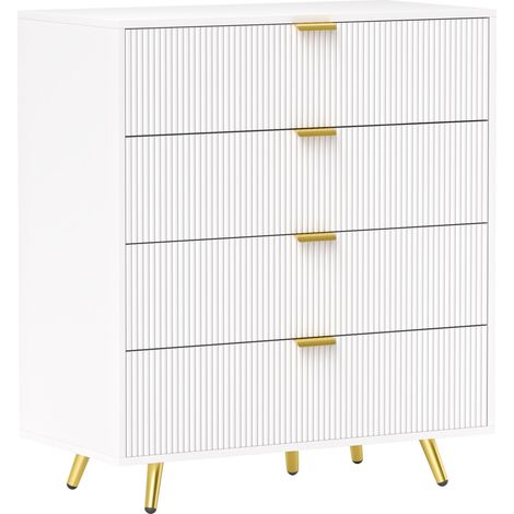 Four-Drawer Bedside Table, 80 x 40 x 90 cm, White (1/5)