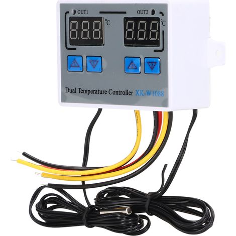 Thermostatregler mit zwei Bildschirmen für Temperatur, Luftfeuchtigkeit, Heizung und Kühlung, 12-V-NTC-Sensor, 10-kΩ-Schaltregler (1/5)