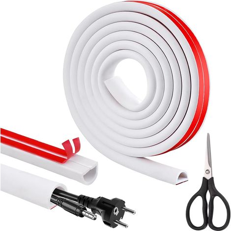 3 MÈTres de Goulotte Passe Cables Auto-AdhÉSif Cache-Cordon en PVC Souple Goulotte Passe Cable Mural IdÉAle pour La Gestion des Câbles À Domicile et Au Bureau Blanche 15 × 10 Mm (1/5)