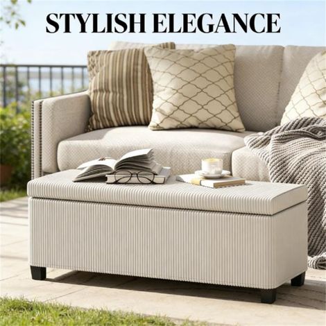 Tabouret de chevet beige avec espace de rangement (1/5)