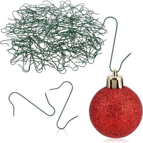 100 ganchos para adornos de árbol de Navidad, diseño de doble gancho en forma de S, aptos para todo tipo de adornos, color plata (1/5)