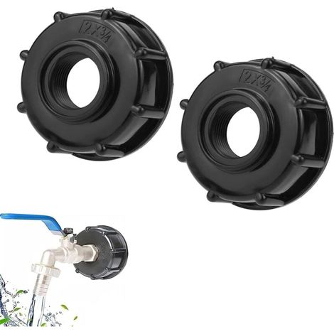 2 Pièces Adaptateur IBC Bouchon S60x6 - Connecteur de Réservoir IBC 3/4 Pouce - Adaptateur de Cuve pour Vanne de Tonne IBC 1000 litres (1/4)
