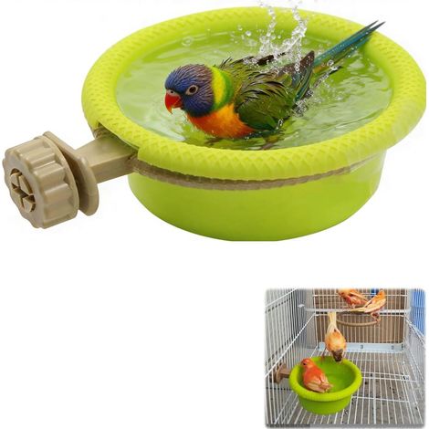 1 Accessoire De Cage, Bol De Bain Multifonction Pour Oiseaux, Perchoir Anti-dérapant Pour Perruches Et Canaris (1/5)