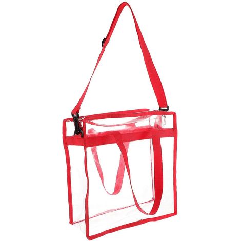 Sac fourre-tout transparent en PVC rouge, lot de 2, avec fermeture éclair, idéal pour le rangement, la plage et le shopping. (1/5)