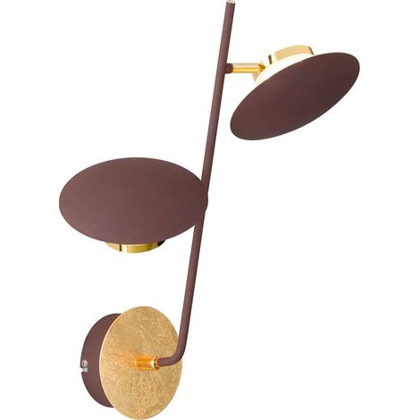 LED Wandleuchte Innen Spots verstellbar, Gold, 9 Watt 800 Lumen 3000 Kelvin, HxB 23x46 cm