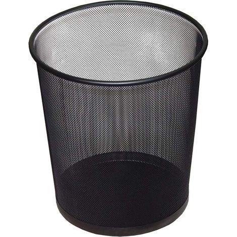 Seau rond en maille noire, 12 litres, poubelle métallique pour bureau et maison, conception respirante, revêtement antirouille, fond étanche, 26,6 x 21,8 x 28 cm (1/5)