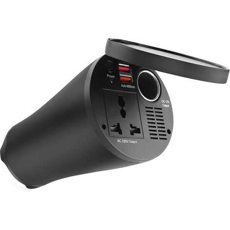 Convertisseur de tension en forme de coupe 12 V/230 V 150 W/300 W 2 ports USB PI02 amio-02469 (1/5)