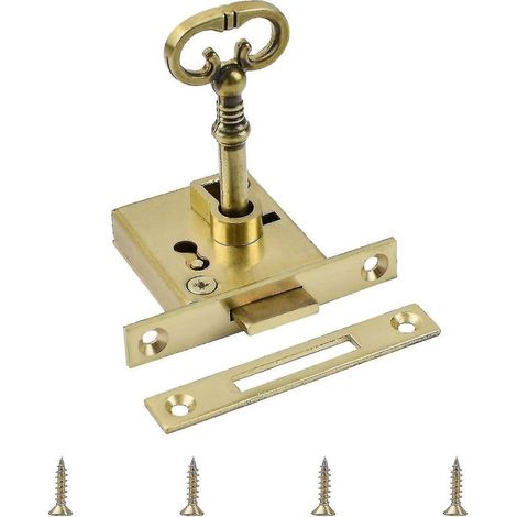 Serrure vintage, 1 serrure de meuble dorée avec serrure décorative en laiton antique (1/5)