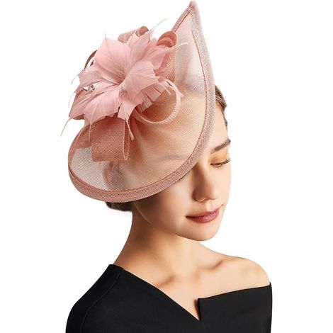 fleur de tête rétro en plumes et maille pour tea party - Rose racine de lotus