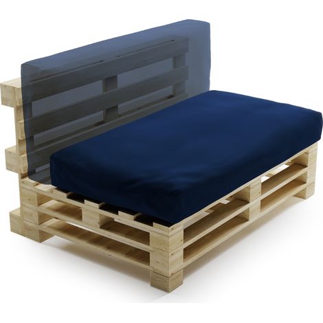 Coussin Palette Déhoussable Imperméable - 120x60 cm Bleu Bananair Fabriqué en France