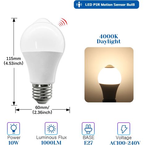 Ampoule LED à induction E27 10 W (4000 K, 2 ampoules), économie d'énergie, usage domestique. (1/5)