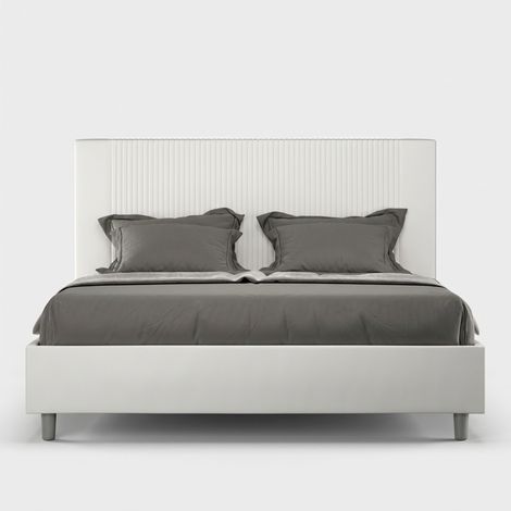 Cama matrimonio contenedor 160x200 moderno polipiel Goya M1 - Blanco (1/5)