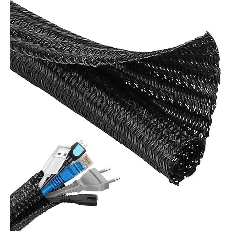 3 m x 13 mm - Protection de câble - Gestion des câbles - Gaine de câble - Protection de câble noire - Gestion des câbles - Protection pour câblage (1/5)