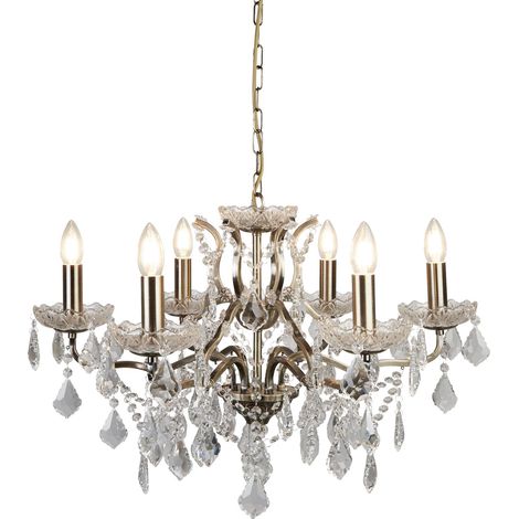 Searchlight Paris - Lampadario a 6 luci con finitura in ottone anticato, attacco E14 (1/5)