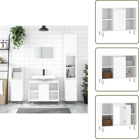 Almacenamiento de baño - vidaXL Mueble de baño madera de ingeniería blanco brillo 80x33x60 cm - Muebles de baño