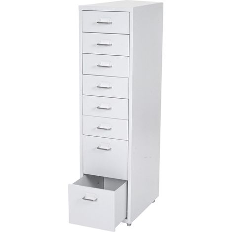 [NON UTILIZZATO] Cassettiera classificatore ufficio mobile Boston T851 con ruote 8 cassetti 110x28x41cm bianco