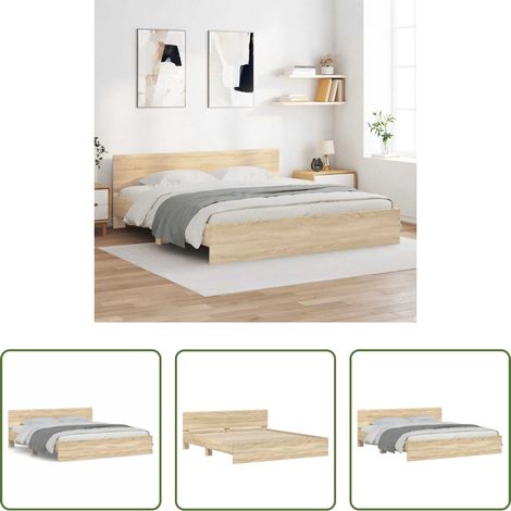 vidaXL Estructura de cama con cabecero roble Sonoma 160x200 cm (1/5)