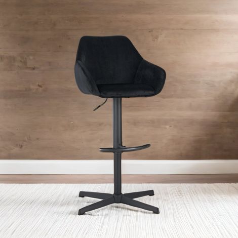 Gift Barhocker Schwarz Samt - Verstellbarer drehbarer Barstuhl