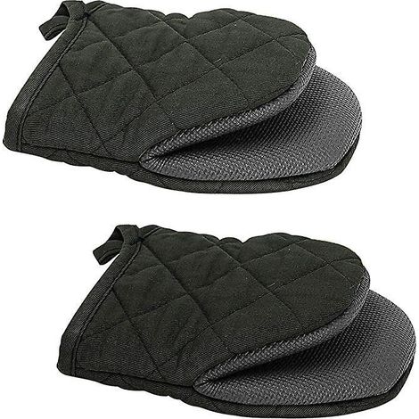 Duckbill Isolierter Silikon-Handschuhclip mit rutschfester Oberfläche (Schwarz, 2er-Pack) mit Schlaufe, geeignet für Mikrowelle und Backofen. (1/5)
