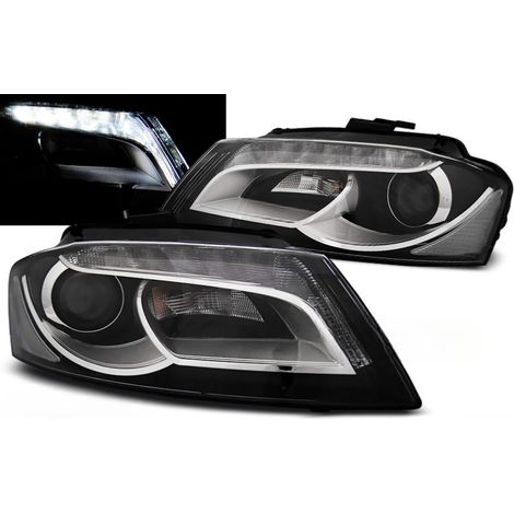 Paire de feux phares Audi A3 8P de 2008 a 2012 DRL led noir-27360992 (1/4)