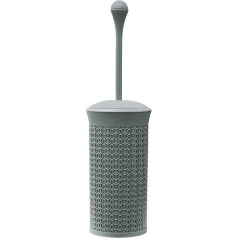 Knit Design Loop Plastic Toilet Brush and Holder, Grey (1/3)