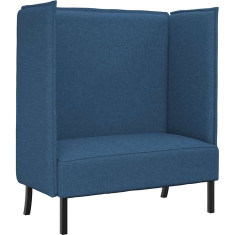 Canapé  Sofa à Haut Dossier 101cm Bleu tissu (1/5)
