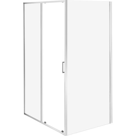 Cabina de ducha cuadrada de vidrio templado con una puerta 90 x 120 x 190 cm plateado Langui (1/5)