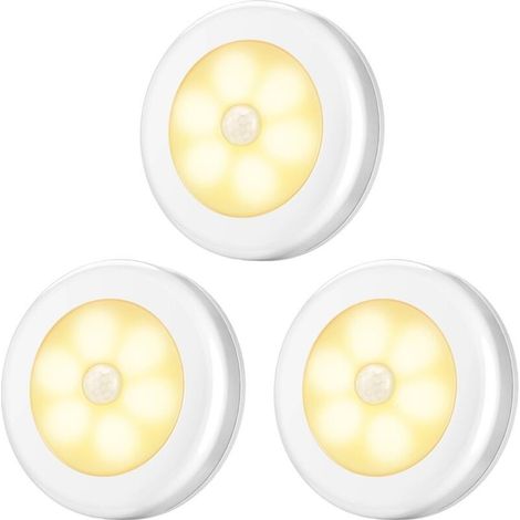 Lumière de détecteur de Mouvement, veilleuses à détecteur à Del, (3 pièces, Blanc Chaud) (1/5)