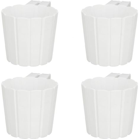 Pot de fleurs de balcon à suspendre à une balustrade, blanc rustique, 15 cm, lot de 4.