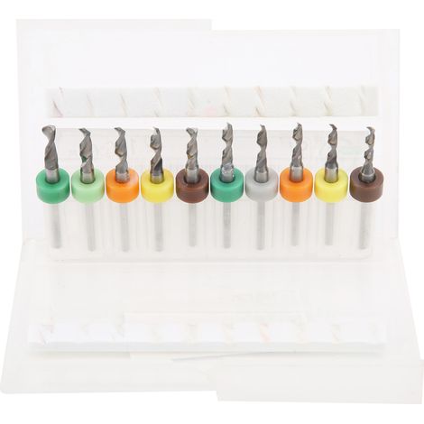 Lot de 10 forets micro-torsion, poignée droite, carbure de tungstène, pour réparation PCB, diamètre 2,1-3,0 mm (1/5)