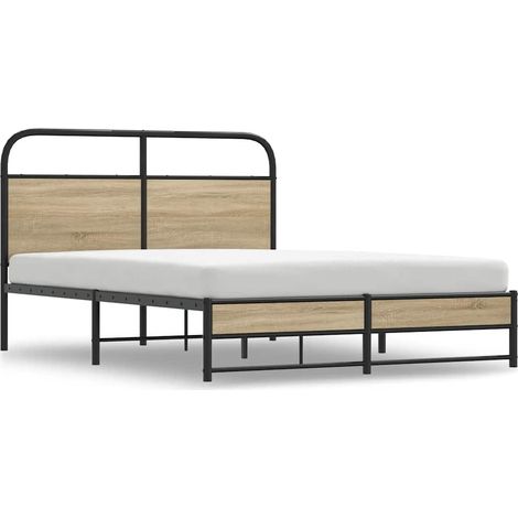 Lit double,Lit adulte,Cadre de lit sans matelas 140x190 cm chêne fumé bois ingénierie CFW3748335 (1/4)