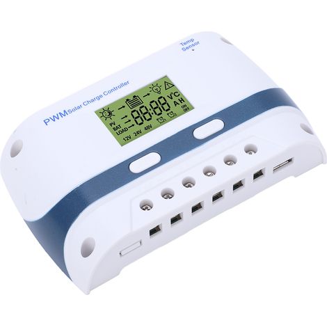 Contrôleur de chargeur solaire PWM 12 V/24 V avec écran LCD et sortie USB, régulateur de panneau solaire étanche 40 A (1/5)