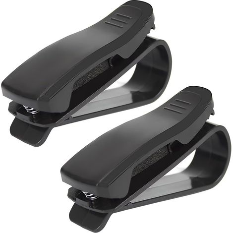 Lot de 2 supports de lunettes pour pare soleil de voiture,accessoires de visière,clip pour carte de ticket,noir (1/5)