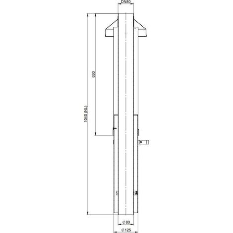 ATEC Dachdurchführung DN 80/125 650mm Edelst. inkl. Befestigungsschelle, 1455 (1/3)