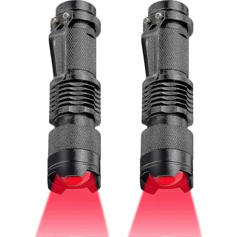 Lampe torche LED rouge à un seul mode d'éclairage, lampe torche LED rouge à lumière variable pour l'astronomie, l'aviation et la nuit (1/4)