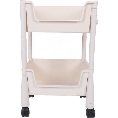 Chariot utilitaire mobile sur roues, compact, mobile, avec étagères de rangement pour livres, 2 niveaux (1/5)