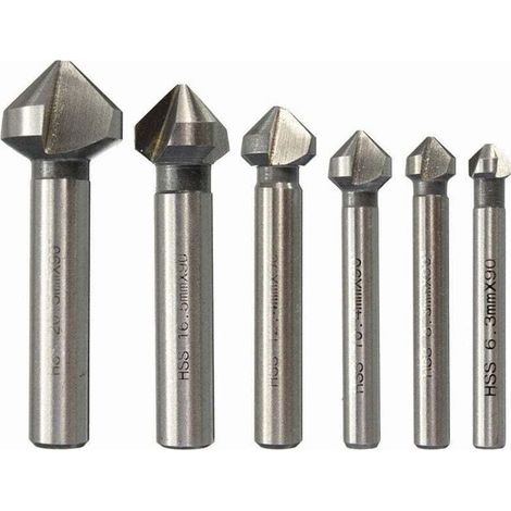 Jeu De 6 Fraises à Chanfreiner HSS 90° Cylindriques Pour Bois Métal PVC Tailles 3-20Mm (1/4)
