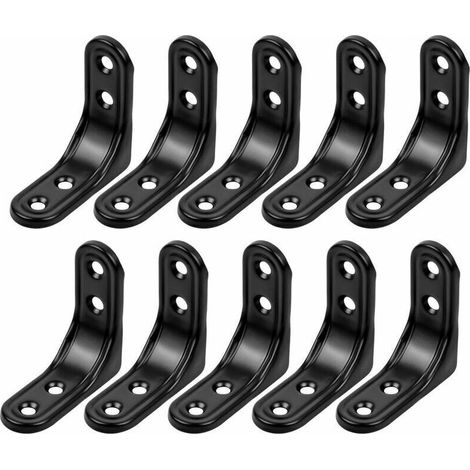 Right Angle Bracket, 10pcs Black Stainless Steel Bracket 50mm Fixed Bracket 90 Degree L Shape Bracket-Wall Shelf (1/5)