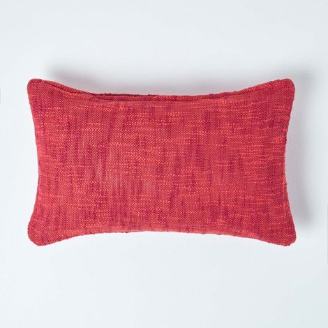 HOMESCAPES Nirvana Cotton Orange Rectangular Cushion Cover, 30 x 50 cm