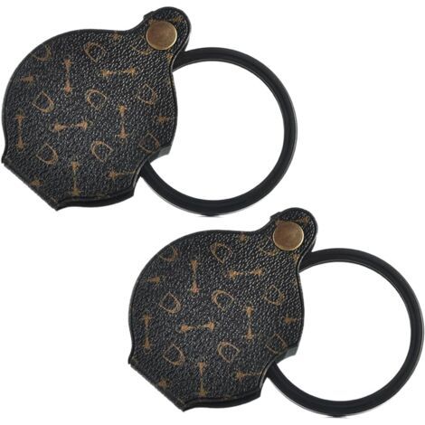2pcs Loupe à Main Loupe de Lecture Pliable Aide à la Lecture Loupe 10X Loupe de Poche Diamètre 70mm, Mini Loupe De Lecture,avec Étui de Protection Rotatif en Cuir pour Bureau Lecture Loisirs