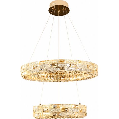 LUSSOCRAFT Lustre en cristal de luxe – Métal, 66 W, 3 couleurs d'éclairage dimmables, LED intégrée, Ø66 cm, pour chambre et cage d'escalier (1/5)