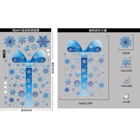 Autocollants de Noël rennes bleus, décorations de fenêtre cerfs sous un ciel étoilé et flocons de neige, autocollants statiques dégradés pour sapin de Noël, décorations de fenêtre fraîches.