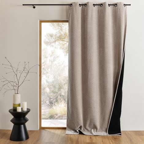 Rideau thermique et obscurcissant bouclette chinée Taupe 140x260 cm (1/5)
