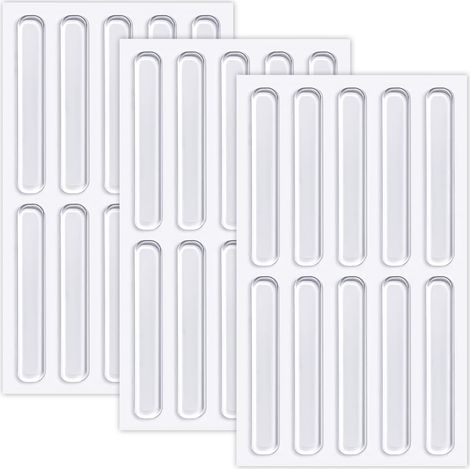 30 Pièces Butées de Meubles Transparentes Tampons en Silicone pour Portes de Placard Bandes Adhésives de Porte Protection Contre Les 63 x 10 x 2 mm (1/4)