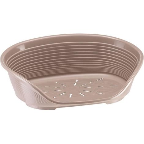 1 Corbeille pour chien et chat, plastique, repose-tête confortable, antidérapant, aéré, 49x36x17,5 cm, gris tourterelle