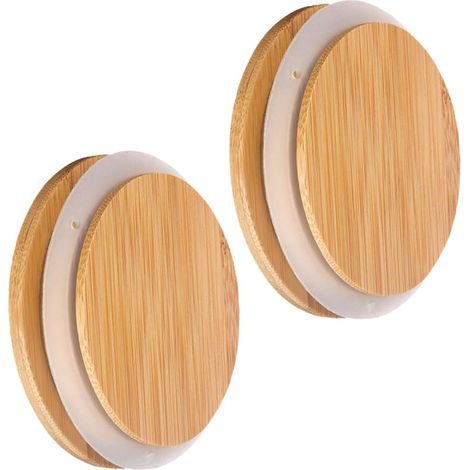 Lot de 2 Bouchons de Bouteille en Bambou pour Bocaux en Verre Couvercle Bambou Joint en Silicone, Facile à Nettoye (1/5)
