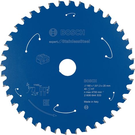 Nom Lame de scie circulaire Bosch Expert for Stainless Steel pour scies circulaires sans fil 160 x 1,6 x 20 40 dents - 2608644533 (1/10)