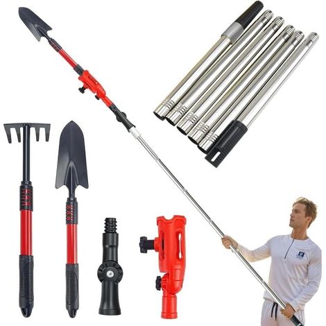 Enowelir Brosse Télescopique de Nettoyage de Gouttières et Toiture à Angle Réglable 360° pour Enlever Facilement les Feuilles (1/4)