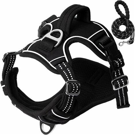 Harnais pour chiens, harnais anti-traction, harnais de sécurité à traction, petits, grands et moyens chiens, harnais de poitrine, légèrement rembourré (S). (1/5)